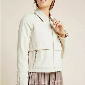 Anthropologie Vegan Faux Leather Cream Jacket - M